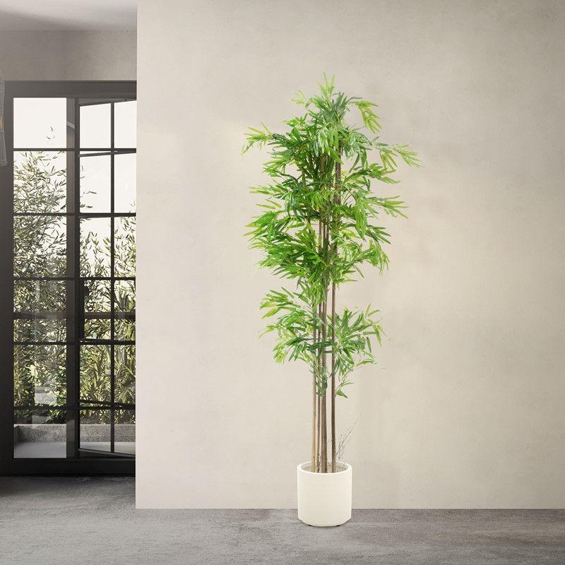 Künstlicher Bambus 210 cm Kunstpflanze mit Echtholzstamm ML-Design