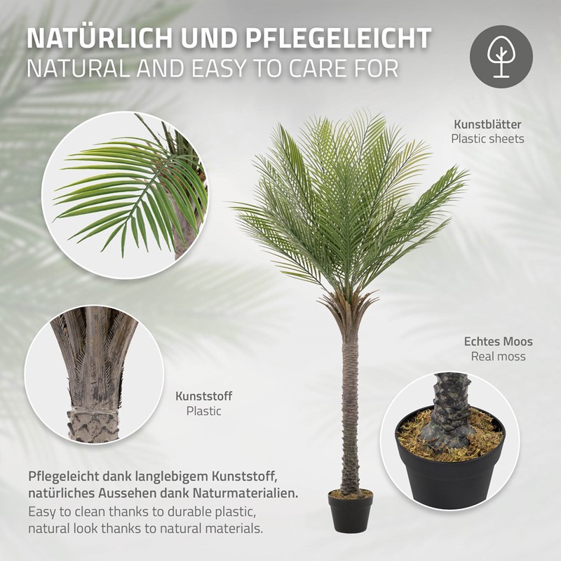 Künstliche Palme 150 cm Tropische Kunstpalme im Topf ML-Design