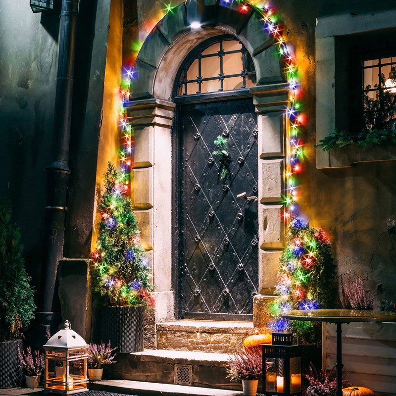 LED Clusterlichterkette bunt 36m mit 1800 Multi Color LEDs 8 Leuchtmodi mit Timerfunktion Spritzwassergeschützt