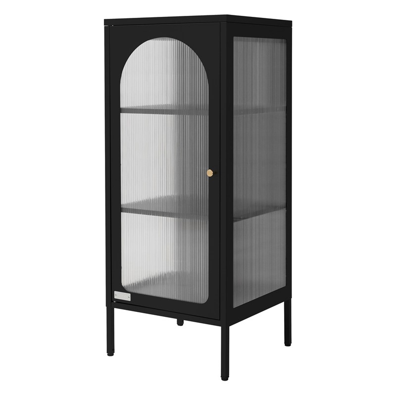 Vitrinenschrank mit Scheibe 42x102,5x40 cm Vitrine mit 2 Einlegeböden Schwarz aus Stahl ML-Design Vitrinenschrank mit Scheibe 42x102,5x40 cm Vitrine mit 2 Einlegeböden Schwarz aus Stahl ML-Design