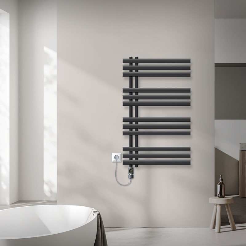 Badheizkörper Mittelanschluss 600x1000 mm Anthrazit mit Heizstab 300W LuxeBath Badheizkörper Mittelanschluss 600x1000 mm Anthrazit mit Heizstab 300W LuxeBath