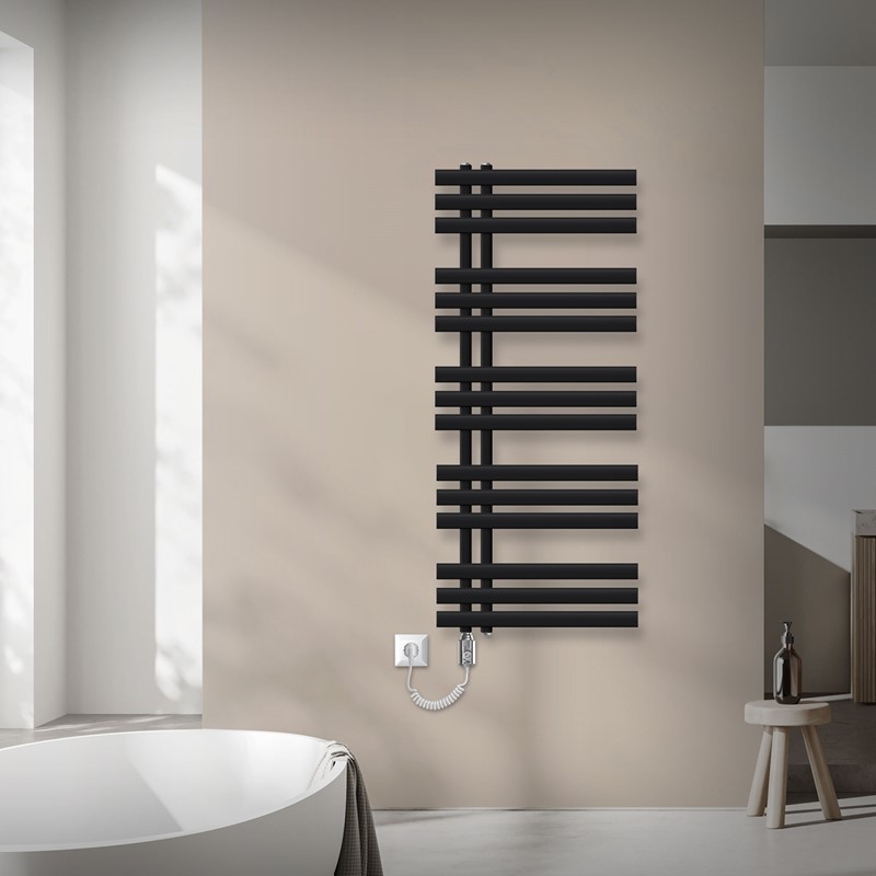 Badheizkörper Mittelanschluss 500x1200 mm Schwarz matt mit Heizstab 1200W LuxeBath Badheizkörper Mittelanschluss 500x1200 mm Schwarz matt mit Heizstab 1200W LuxeBath