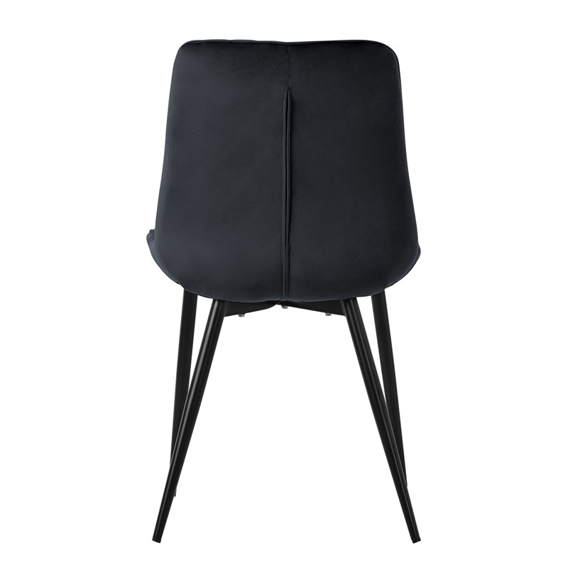 Esszimmerstuhl 4er Set Schwarz mit Samtbezug und Stahlbeinen Küchenstuhl mit Rückenlehne ML-Design