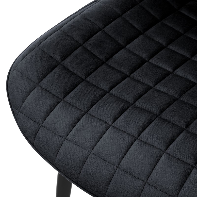 Esszimmerstuhl 4er Set Schwarz mit Samtbezug und Stahlbeinen Küchenstuhl mit Rückenlehne ML-Design