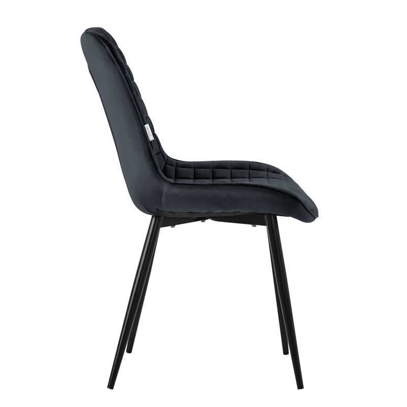Esszimmerstuhl 6er Set Schwarz mit Samtbezug und Stahlbeinen Küchenstuhl mit Rückenlehne ML-Design