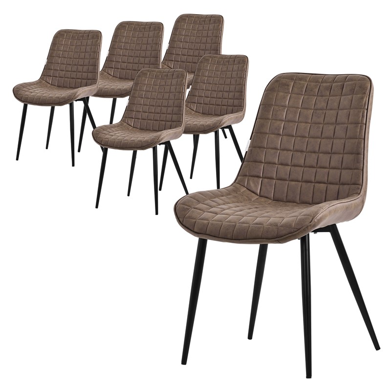 Esszimmerstuhl 6er Set Braun mit Kunstlederbezug und Stahlbeinen Küchenstuhl mit Rückenlehne ML-Design Esszimmerstuhl 6er Set Braun mit Kunstlederbezug und Stahlbeinen Küchenstuhl mit Rückenlehne ML-Design