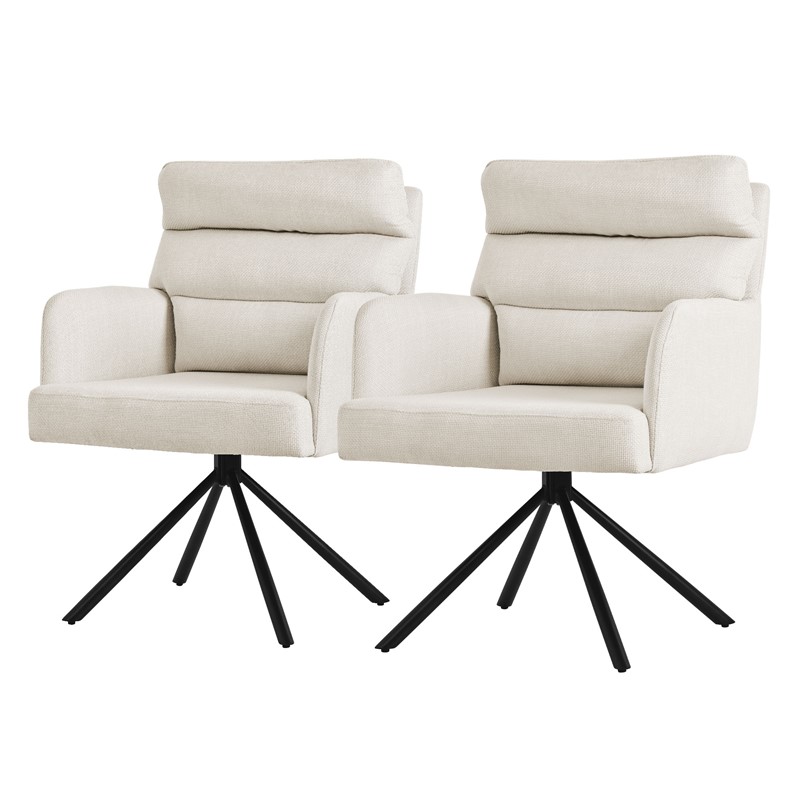 Esszimmerstuhl 2er Set Beige drehbar mit abnehmbaren Rückenkissen gepolstert bis 120 Kilogramm Esszimmerstuhl 2er Set Beige drehbar mit abnehmbaren Rückenkissen gepolstert bis 120 Kilogramm