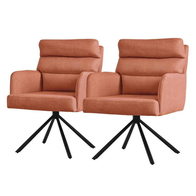 Esszimmerstuhl 2er Set Orange drehbar mit abnehmbaren Rückenkissen gepolstert bis 120 Kilogramm ML-Design Esszimmerstuhl 2er Set Orange drehbar mit abnehmbaren Rückenkissen gepolstert bis 120 Kilogramm ML-Design