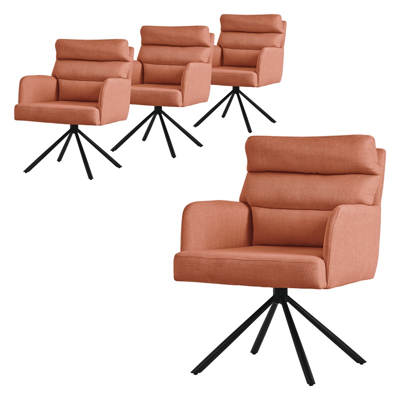 Esszimmerstuhl 4er Set Orange drehbar mit abnehmbaren Rückenkissen gepolstert bis 120 Kilogramm ML-Design Esszimmerstuhl 4er Set Orange drehbar mit abnehmbaren Rückenkissen gepolstert bis 120 Kilogramm ML-Design