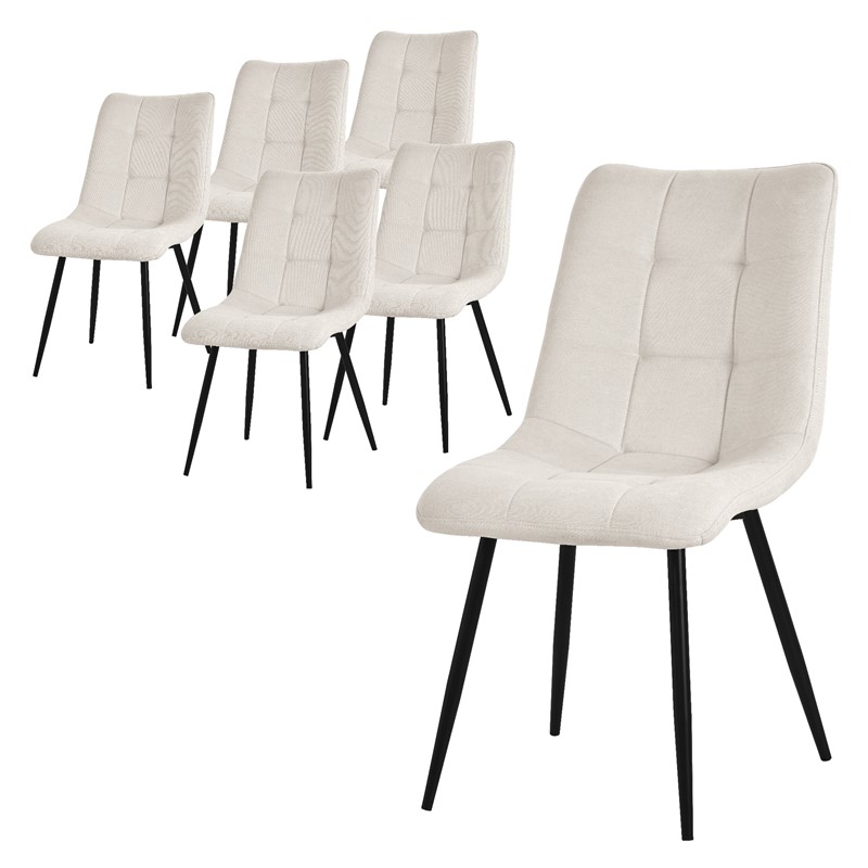Esszimmerstühle 6er Set Beige Küchenstuhl mit Polyesterbezug und Stahlbeinen ML-Design Esszimmerstühle 6er Set Beige Küchenstuhl mit Polyesterbezug und Stahlbeinen ML-Design