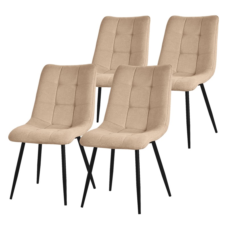 Esszimmerstühle 4er Set Hellbraun Küchenstuhl mit Polyesterbezug und Stahlbeinen ML-Design Esszimmerstühle 4er Set Hellbraun Küchenstuhl mit Polyesterbezug und Stahlbeinen ML-Design