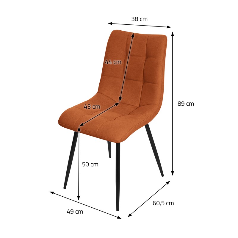 Esszimmerstühle 4er Set Orange Küchenstuhl mit Polyesterbezug und Stahlbeinen ML-Design
