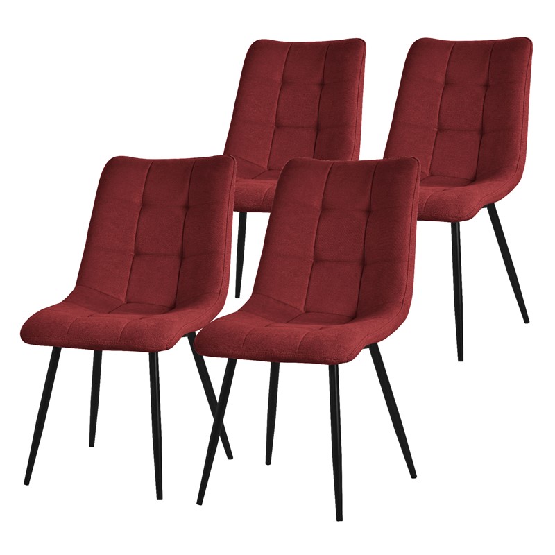 Esszimmerstühle 4er Set Rot Küchenstuhl mit Polyesterbezug und Stahlbeinen ML-Design Esszimmerstühle 4er Set Rot Küchenstuhl mit Polyesterbezug und Stahlbeinen ML-Design
