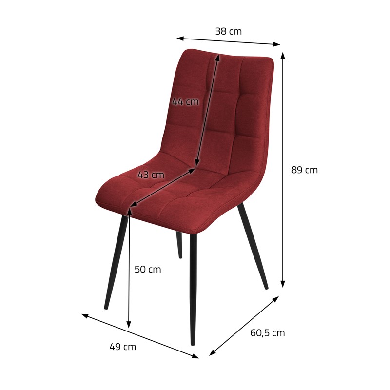 Esszimmerstühle 6er Set Rot Küchenstuhl mit Polyesterbezug und Stahlbeinen ML-Design