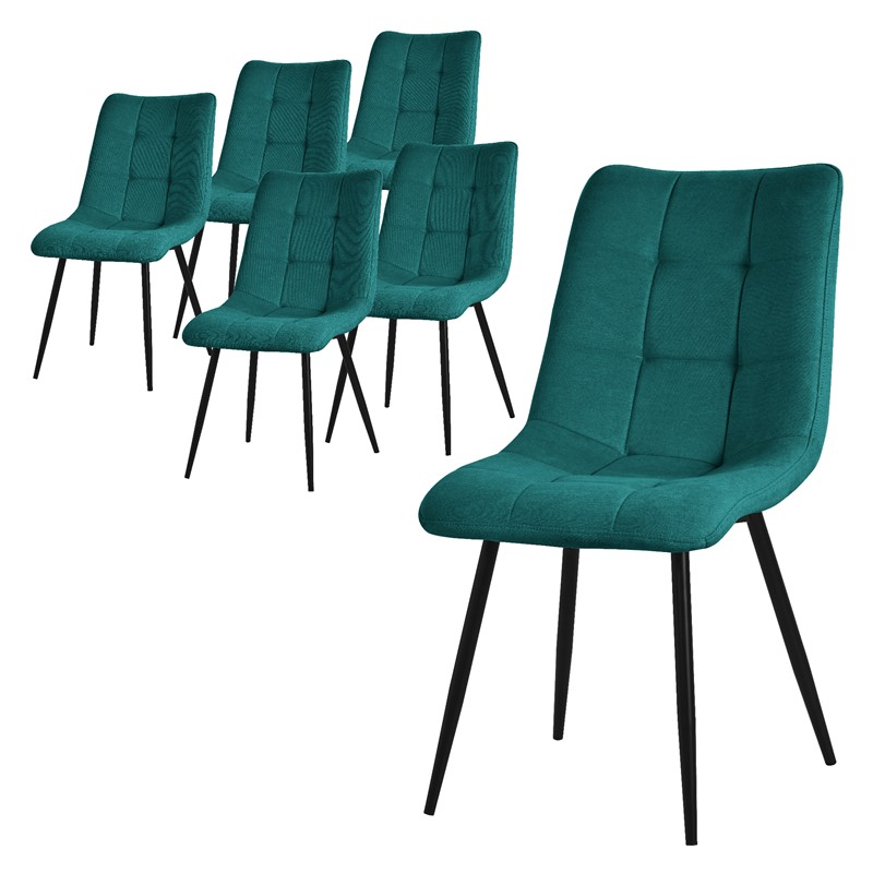 Esszimmerstühle 6er Set Petrol Küchenstuhl mit Polyesterbezug und Stahlbeinen ML-Design Esszimmerstühle 6er Set Petrol Küchenstuhl mit Polyesterbezug und Stahlbeinen ML-Design