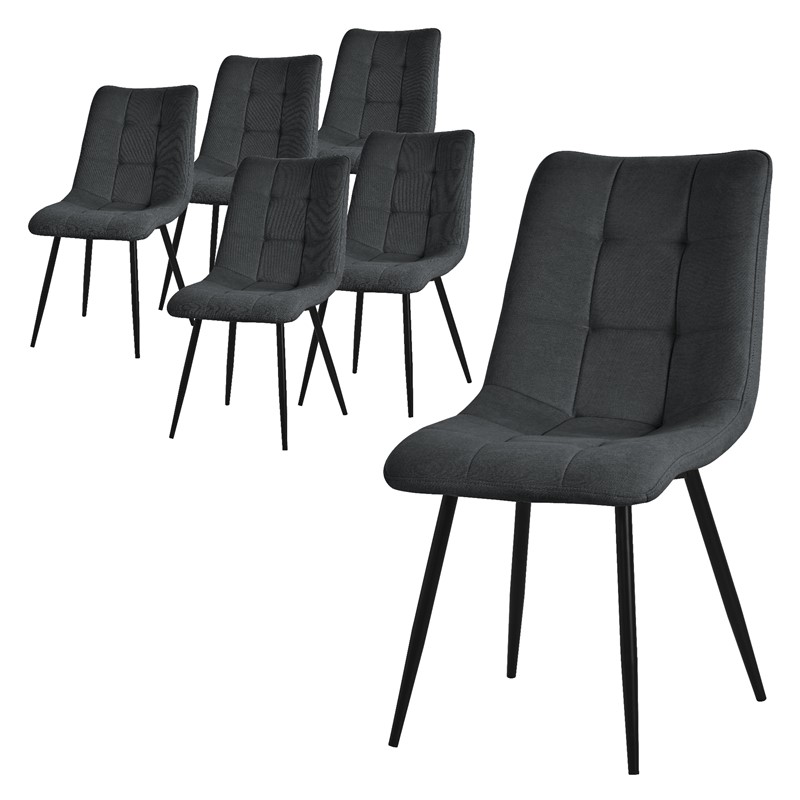 Esszimmerstühle 6er Set Anthrazit Küchenstuhl mit Polyesterbezug und Stahlbeinen ML-Design Esszimmerstühle 6er Set Anthrazit Küchenstuhl mit Polyesterbezug und Stahlbeinen ML-Design