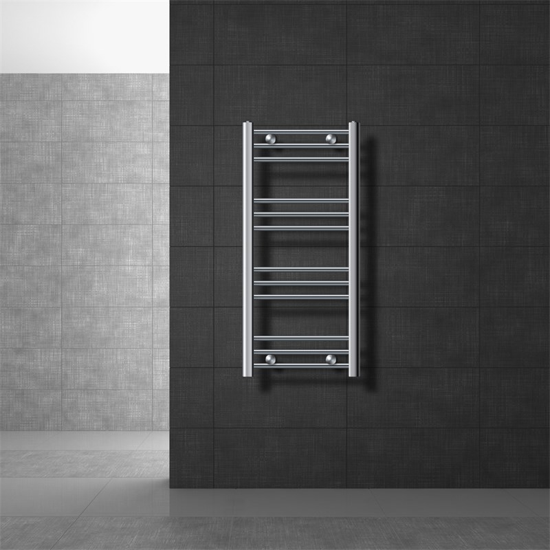Elektrischer Badheizkörper mit Heizstab 600W 400x800 mm Chrome gebogen mit Seitenanschluss & Thermostat Digitalanzeige LuxeBath Elektrischer Badheizkörper mit Heizstab 600W 400x800 mm Chrome gebogen mit Seitenanschluss & Thermostat Digitalanzeige LuxeBath