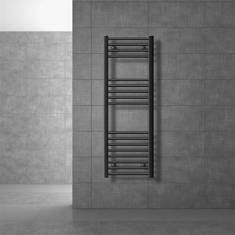 Elektrischer Badheizkörper mit Heizstab 900W 400x1200 mm Anthrazit gebogen mit Seitenanschluss & Thermostat Digitalanzeige LuxeBath Elektrischer Badheizkörper mit Heizstab 900W 400x1200 mm Anthrazit gebogen mit Seitenanschluss & Thermostat Digitalanzeige LuxeBath