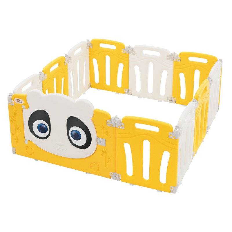 Laufgitter Baby Laufstall 120x120 cm Weiß, Gelb Panda Faltbar Krabbelgitter Joyz Laufgitter Baby Laufstall 120x120 cm Weiß, Gelb Panda Faltbar Krabbelgitter Joyz
