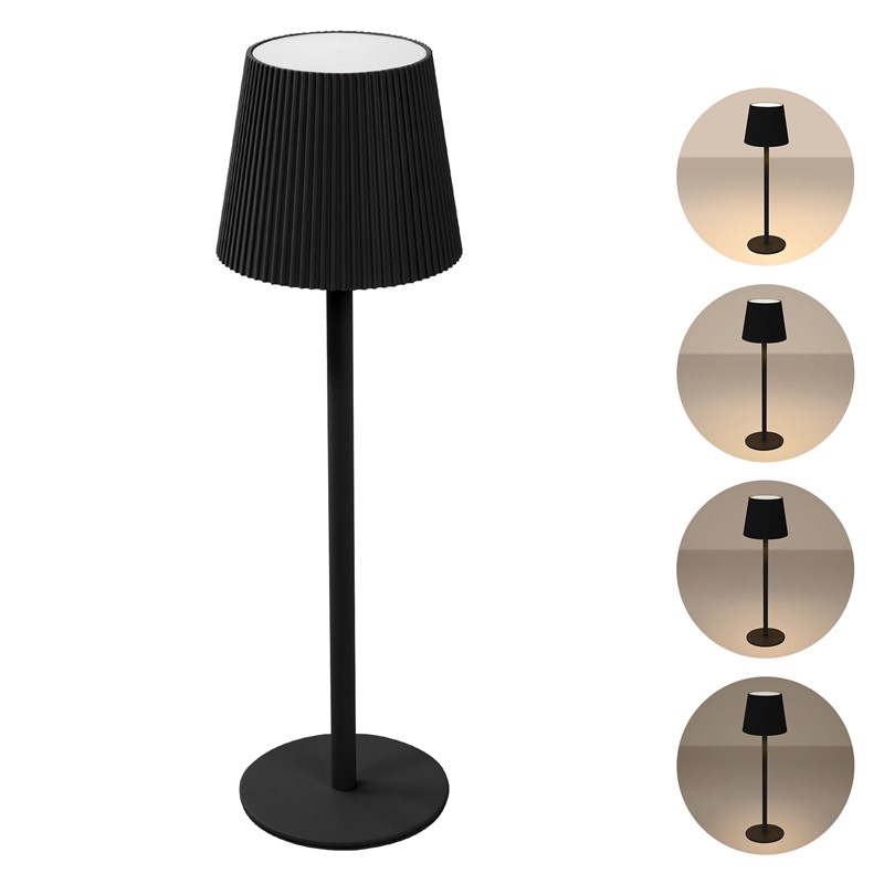 LED Tischlampe kabellos mit Touch, Schwarz, Ø10x36 cm, Akku Tischleuchte USB-C ML-Design