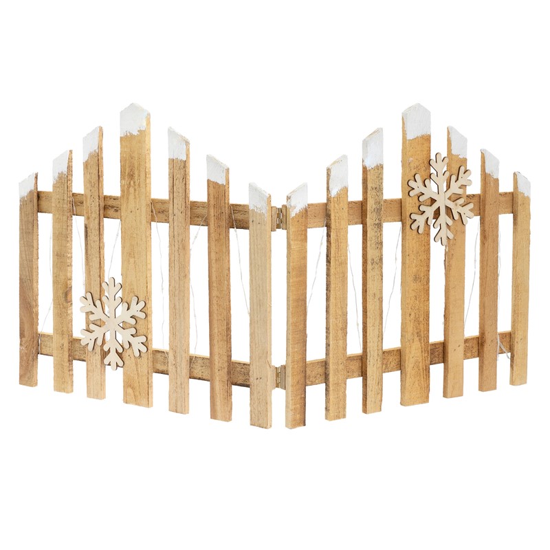 Deko Weihnachtszaun mit LED Natur 77x38 cm aus Holz Timer Deko Weihnachtszaun mit LED Natur 77x38 cm aus Holz Timer