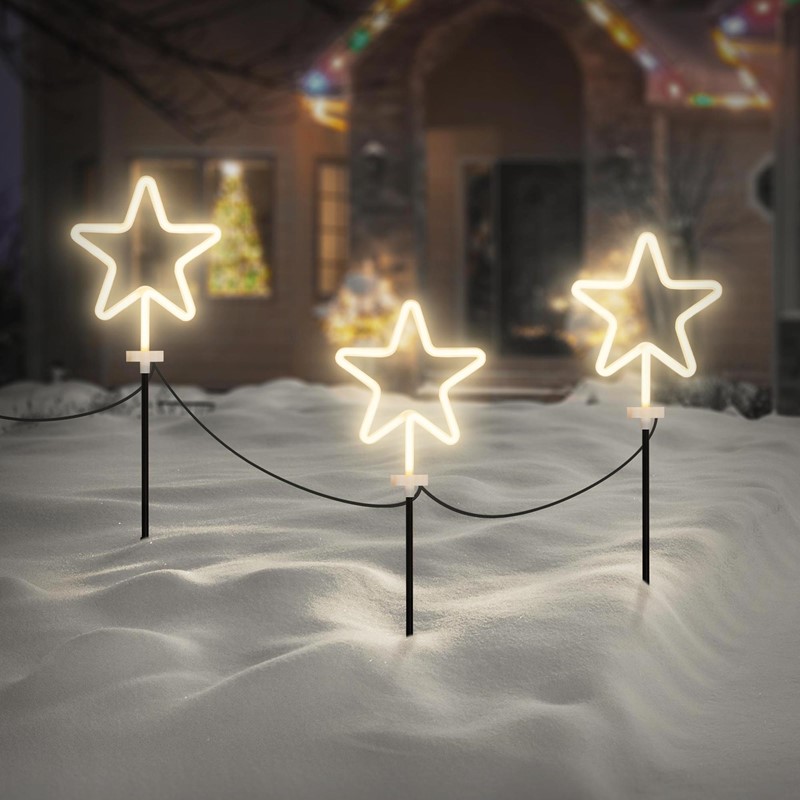 3er Set Gartenstecker Stern 58 cm für Innen & Außen Lichterkette für Weihnachten 3er Set Gartenstecker Stern 58 cm für Innen & Außen Lichterkette für Weihnachten