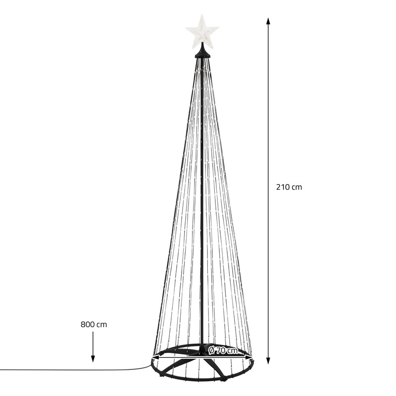 LED Weihnachtsdeko Baum Außen 210 cm mit 370 warmweißen LEDs