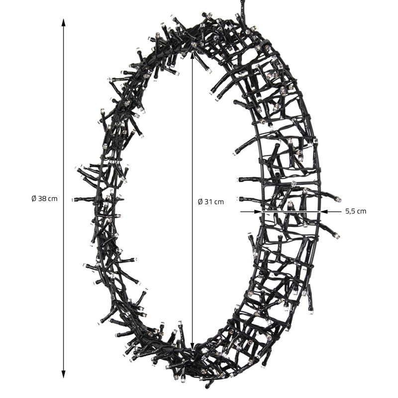 Lichterkranz für Weihnachten Ø38cm Warmweiß 300 LEDs IP44 Innen/Außen