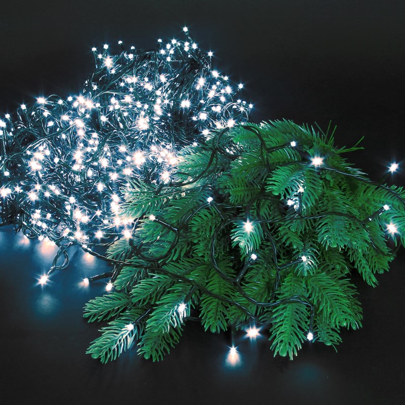 Cluster Lichterkette LED 36m, 480 LEDs Kaltweiß, 8 Leuchtmodi IP44 Innen/Außen