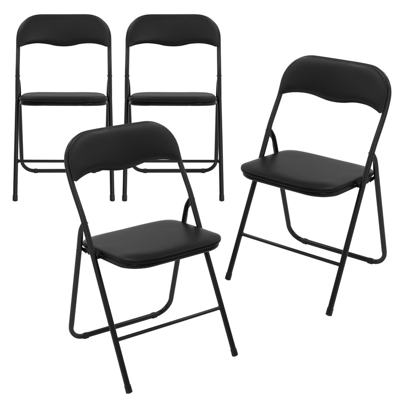 4er Set Balkonstuhl Klappbar Schwarz PU-Lederbezug Bistrostuhl Gartenstuhl 4er Set Balkonstuhl Klappbar Schwarz PU-Lederbezug Bistrostuhl Gartenstuhl