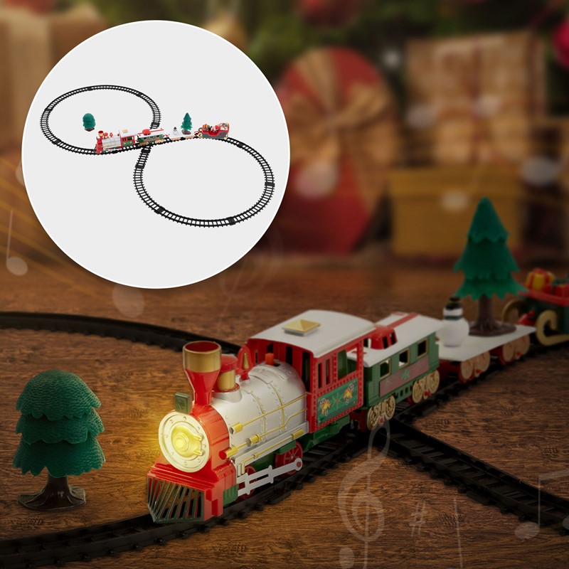 Weihnachtszug auf Gleis Set 22 Teile Batteriebetrieben mit Licht & Sound Eisenbahn unter dem Baum Weihnachtszug auf Gleis Set 22 Teile Batteriebetrieben mit Licht & Sound Eisenbahn unter dem Baum