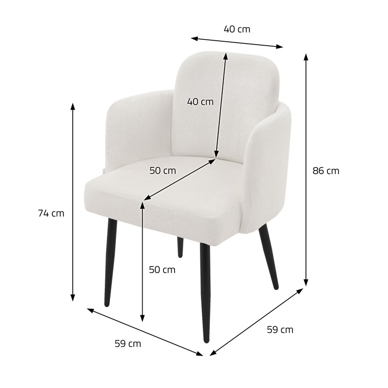 Esszimmerstuhl mit Rücken- & Armlehne Beige mit Metallbeinen bis 120 kg ML-Design