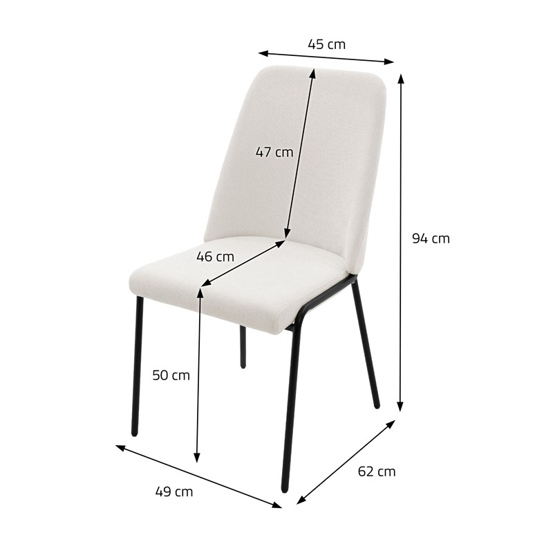 Esszimmerstühle 2er Set Beige mit Rückenlehne, Polsterstühle für Esszimmer & Küche ML-Design