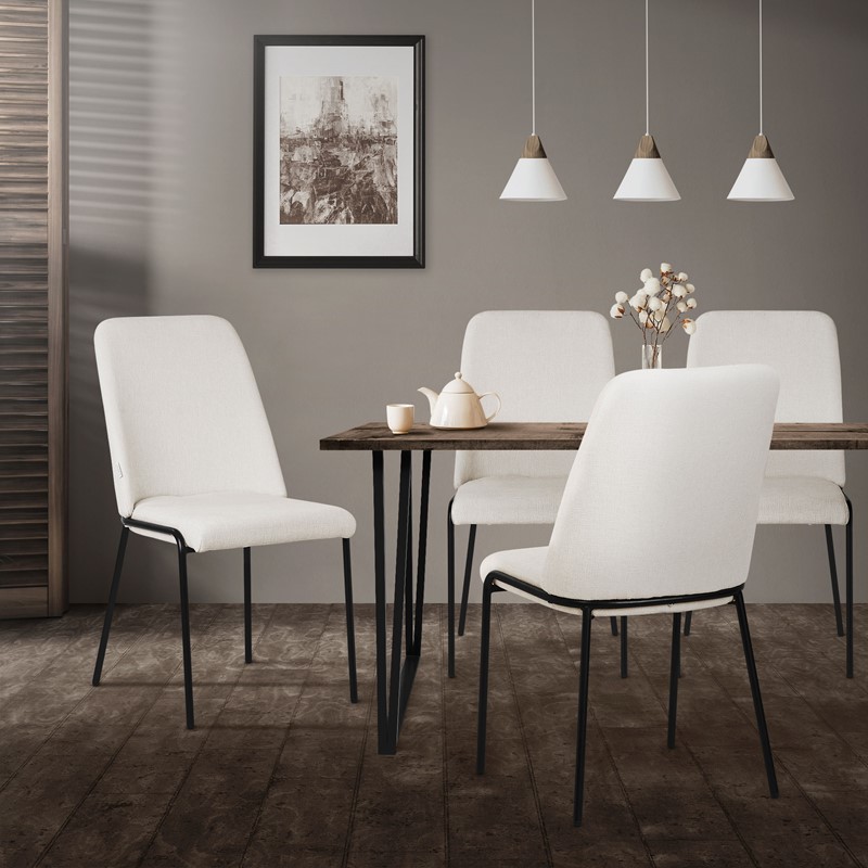 Esszimmerstühle 2er Set Beige mit Rückenlehne, Polsterstühle für Esszimmer & Küche ML-Design