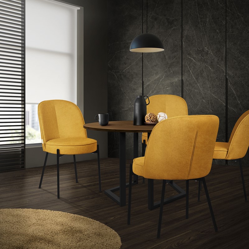 Esszimmerstühle 2er Set Senf mit Rückenlehne, Polsterstühle für Esszimmer & Küche ML-Design