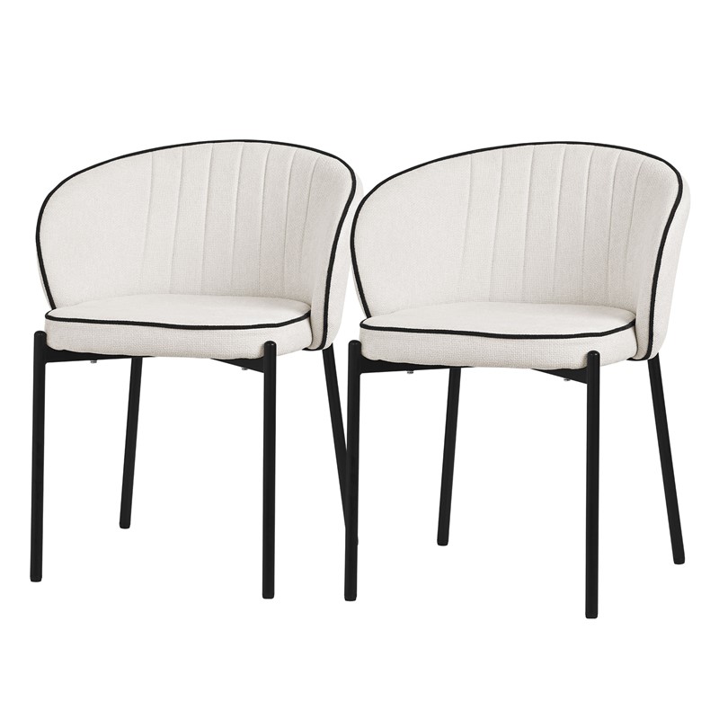 2er Set Esszimmerstühle mit Rücken- & Armlehne Beige mit Metallbeinen bis 120 kg ML-Design