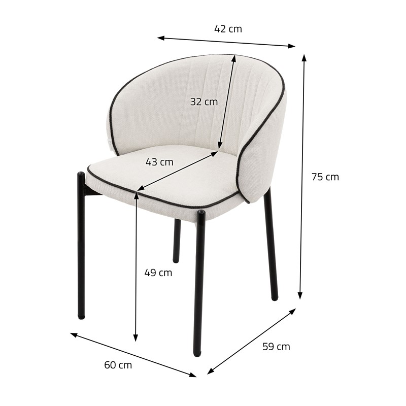 2er Set Esszimmerstühle mit Rücken- & Armlehne Beige mit Metallbeinen bis 120 kg ML-Design