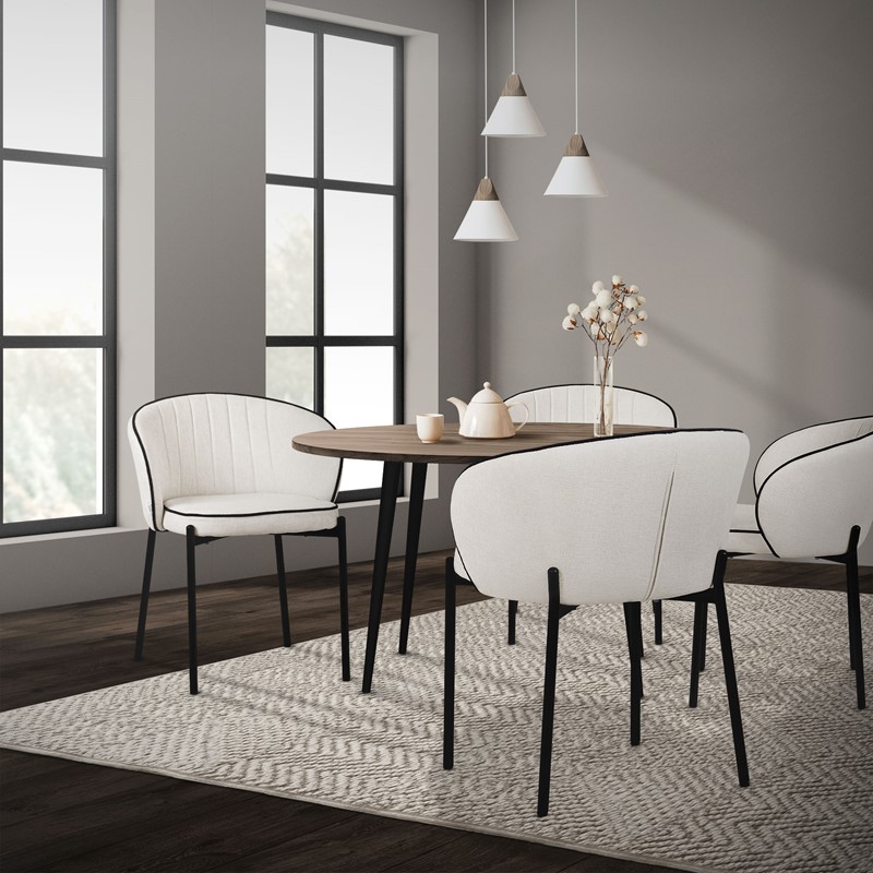 2er Set Esszimmerstühle mit Rücken- & Armlehne Beige mit Metallbeinen bis 120 kg ML-Design