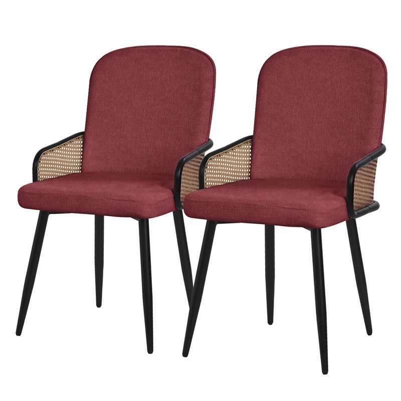 Esszimmerstühle 2er Set Rot mit Arm- & Rückenlehne, Polsterstühle für Esszimmer & Küche ML-Design Esszimmerstühle 2er Set Rot mit Arm- & Rückenlehne, Polsterstühle für Esszimmer & Küche ML-Design