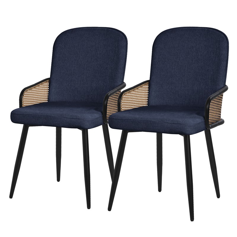 Esszimmerstühle 2er Set Dunkelblau mit Arm- & Rückenlehne, Polsterstühle für Esszimmer & Küche ML-Design Esszimmerstühle 2er Set Dunkelblau mit Arm- & Rückenlehne, Polsterstühle für Esszimmer & Küche ML-Design