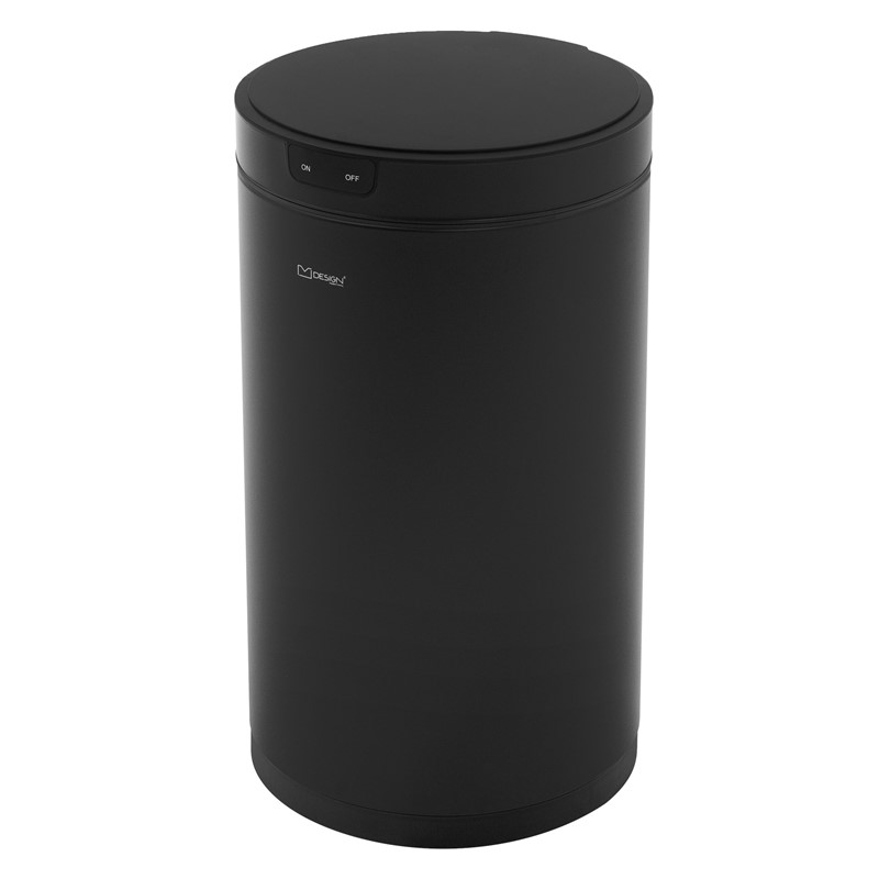 Mülleimer mit Sensor 30L rund aus Stahl Schwarz matt Automatisches Öffnen & Schließen ML-Design