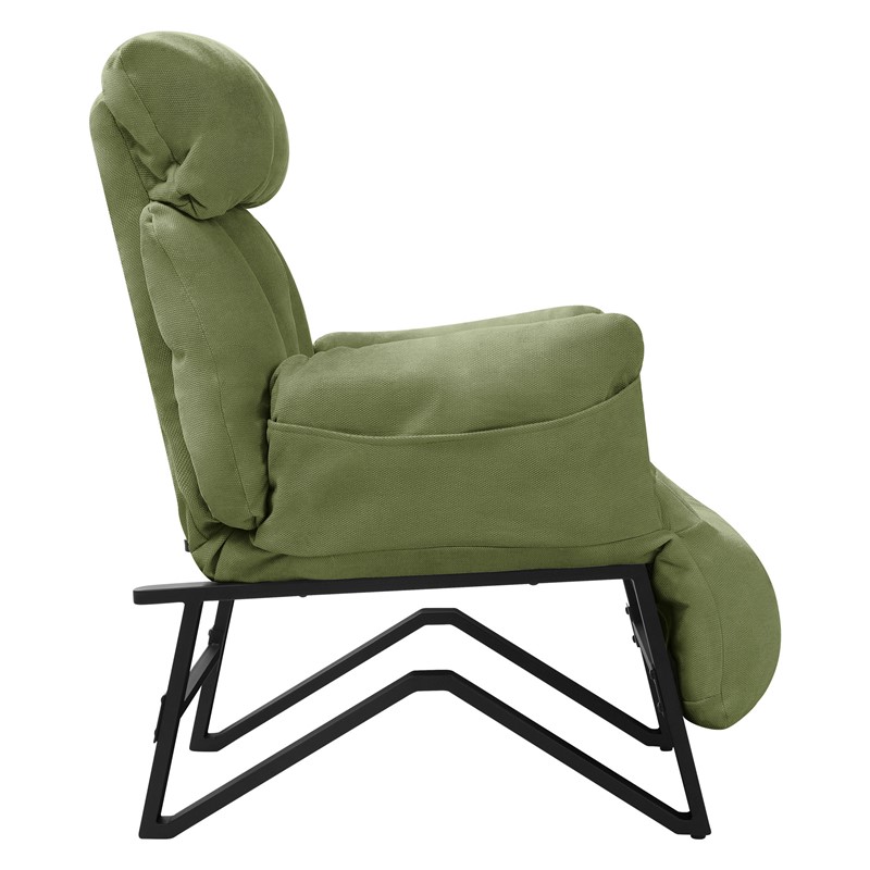 Loungesessel mit Armlehnen Grün Relaxsessel mit Leinenbezug ML-Design