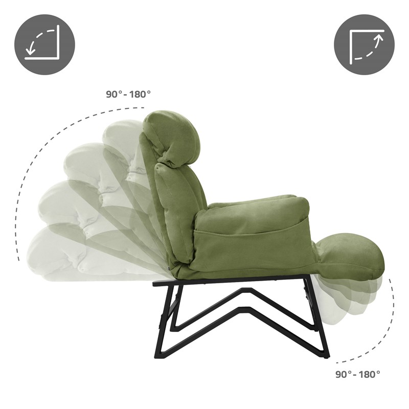 Loungesessel mit Armlehnen Grün Relaxsessel mit Leinenbezug ML-Design