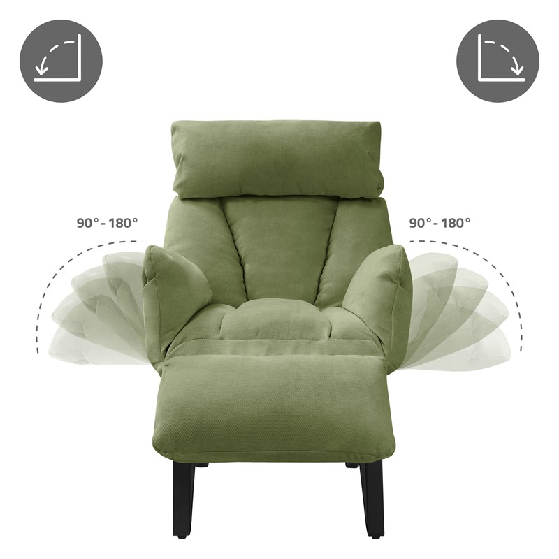 Loungesessel mit Armlehnen Grün Relaxsessel mit Leinenbezug ML-Design