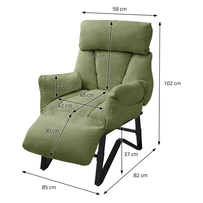 Loungesessel mit Armlehnen Grün Relaxsessel mit Leinenbezug ML-Design