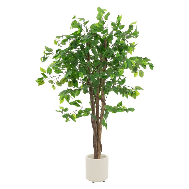 Künstlicher Ficus 120 cm Kunstpflanze mit Naturholzstamm im Topf ML-Design Künstlicher Ficus 120 cm Kunstpflanze mit Naturholzstamm im Topf ML-Design