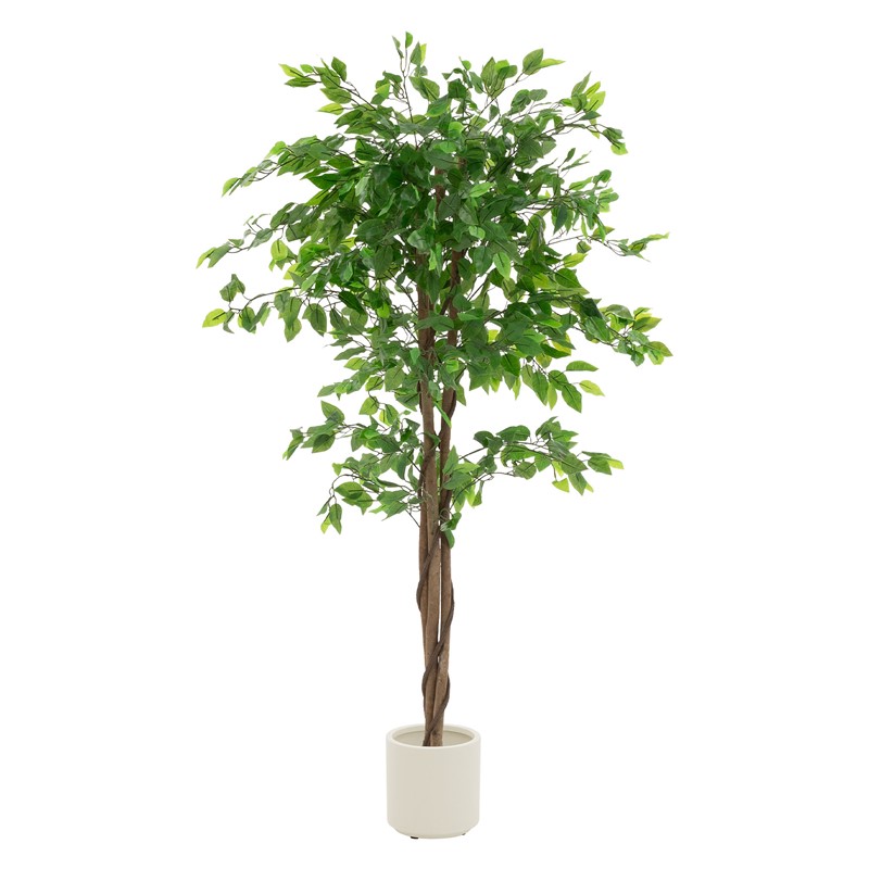 Künstlicher Ficus 150 cm Kunstpflanze mit Naturholzstamm im Topf ML-Design Künstlicher Ficus 150 cm Kunstpflanze mit Naturholzstamm im Topf ML-Design