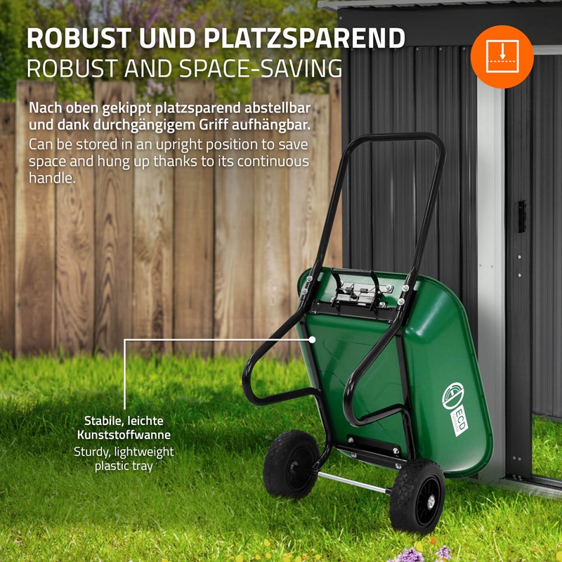 Schubkarrenwagen 78L, Gartenkarre mit Kippfunktion, Bauschubkarre mit Stahlrahmen, 2x PU-Reifen & PP-Wanne, 100 kg Tragkraft