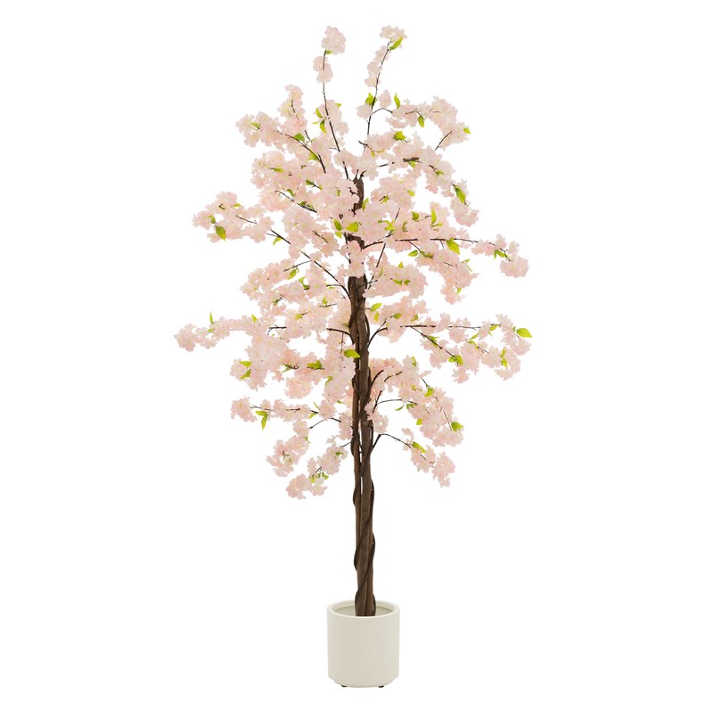 Künstlicher Kirschbaum 210 cm Kunstpflanze mit Naturholzstamm im Topf ML-Design Künstlicher Kirschbaum 210 cm Kunstpflanze mit Naturholzstamm im Topf ML-Design