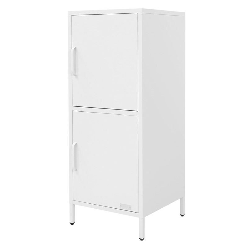 Aktenschrank 40x101,5x40 cm Weiß Büroschrank mit 2 Türen aus Stahl ML-Design